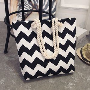 Black (Chevron) Tote Bag